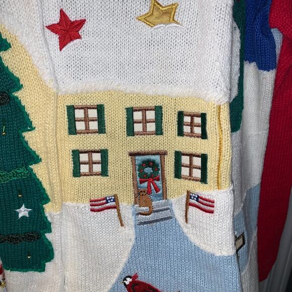 Vintage Quacker Factory Patriotic Christmas Sweater Cardigan Plus Size 1X Angel - Picture 9 of 11